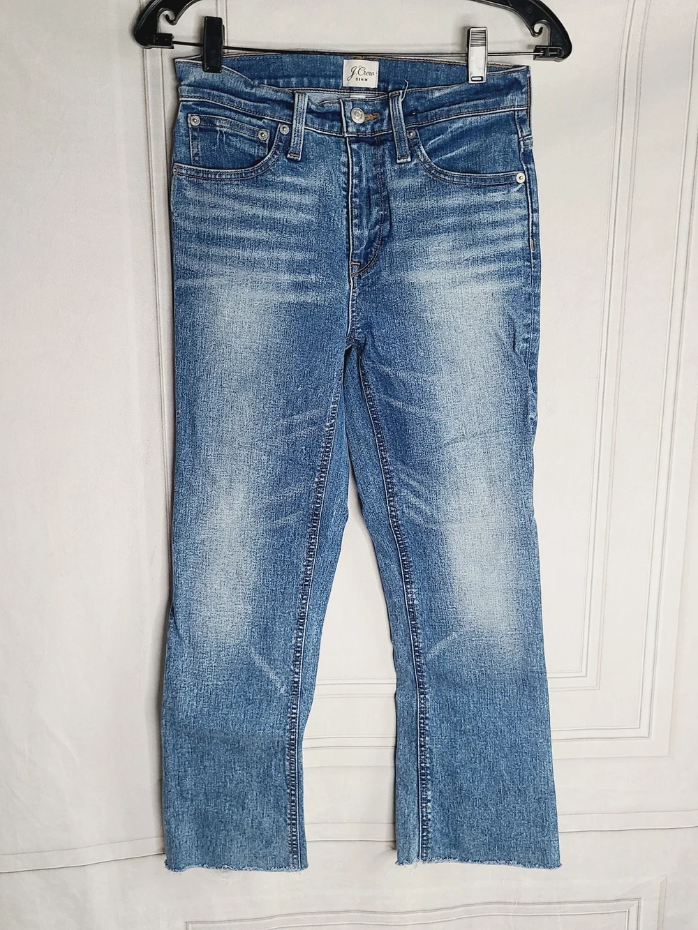 J. Crew Billie Demi Boot Crop Medium Blue Straight-Leg Women's Jeans